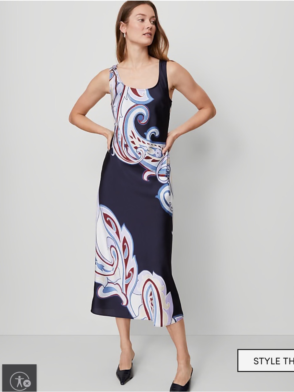 Ann Taylor Paisley Satin Slip Dress